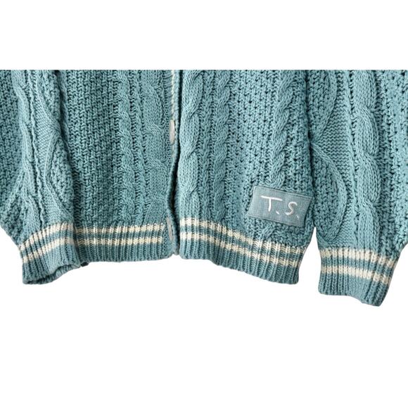 Taylor Swift 1989 Cardigan Blue White Cable Knit Sweater XS SM Taylor's Version - Picture 4 of 10